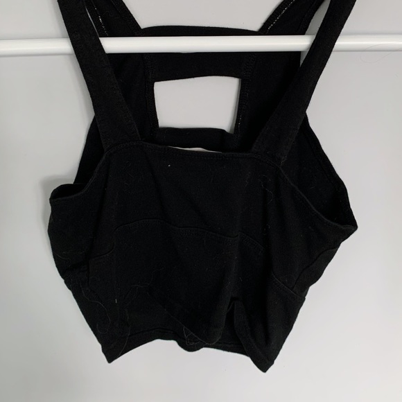 Black Crop Top with Cut Outs (Black, S) - Picture 3 of 4